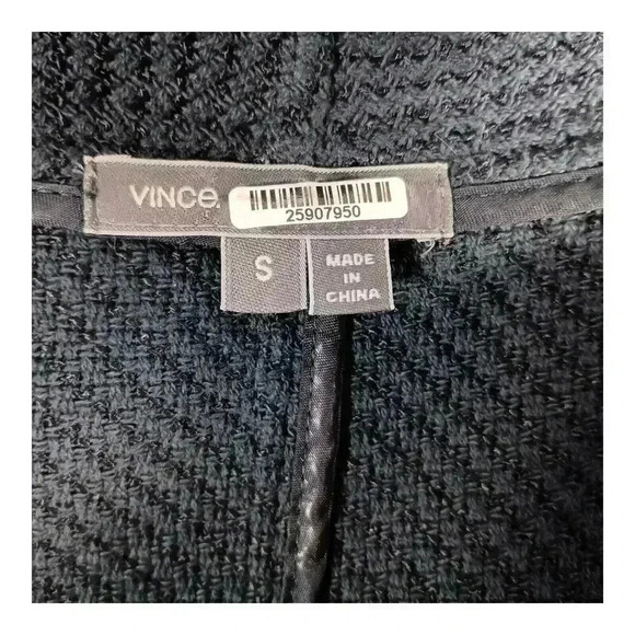 Vince Boucle Moto Jacket Tweed Fringe Full Zip Navy Blue Women's Small - Picture 5 of 6